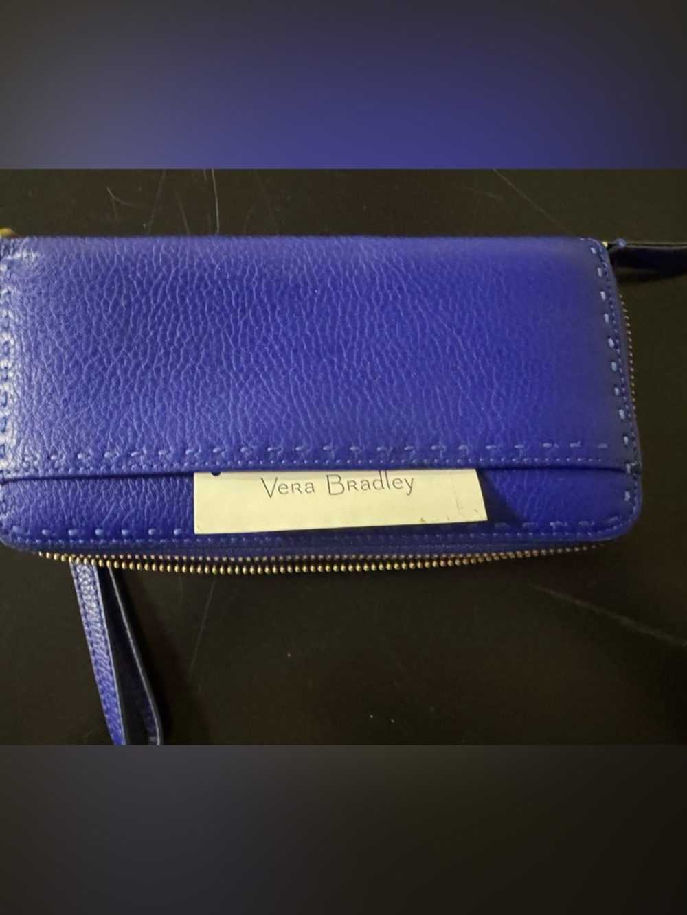 Vera Bradley Royal Blue Leather Zip Wristlet - Picture 4 of 6